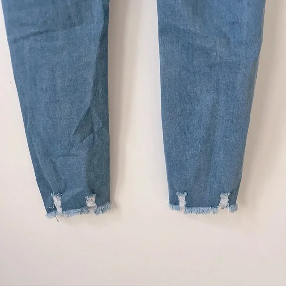 Raw Hem Medium Wash Distressed Ripped Hole Boyfriend Denim Jeans - Picture 10 of 12